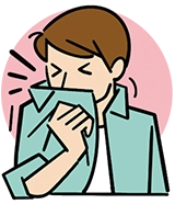 イラスト：上着の袖や内側などで口や鼻を覆う